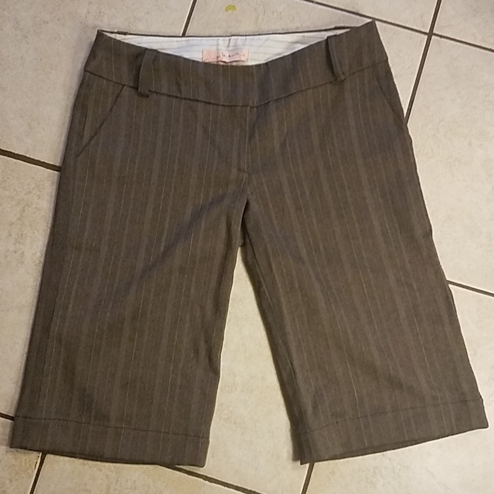 Herringbone Tweed Striped Trouser Shorts